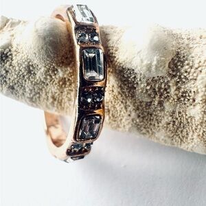 Rose Gold Crystal Baguette Band Ring - Women Jewelry